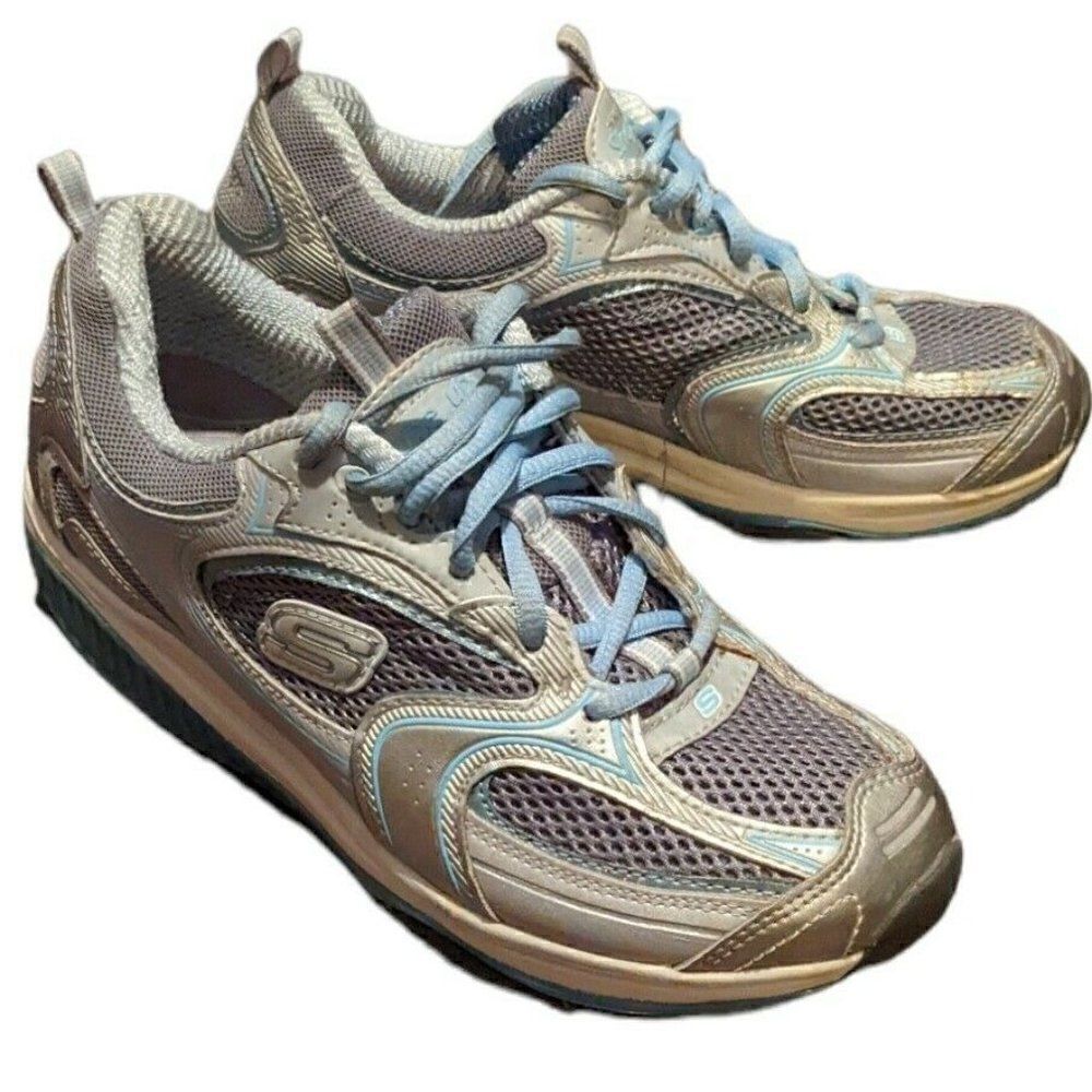 Skechers Shape Ups Accelerators Sneakers Silver / Black 12320 Walking Toning 7